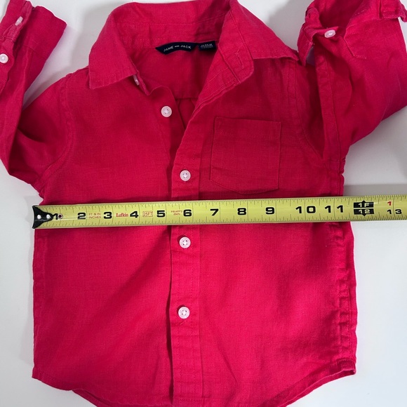 Janie And Jack Spring Poppy Red Linen Button Down Shirt Toddler 12-18 - Picture 5 of 12